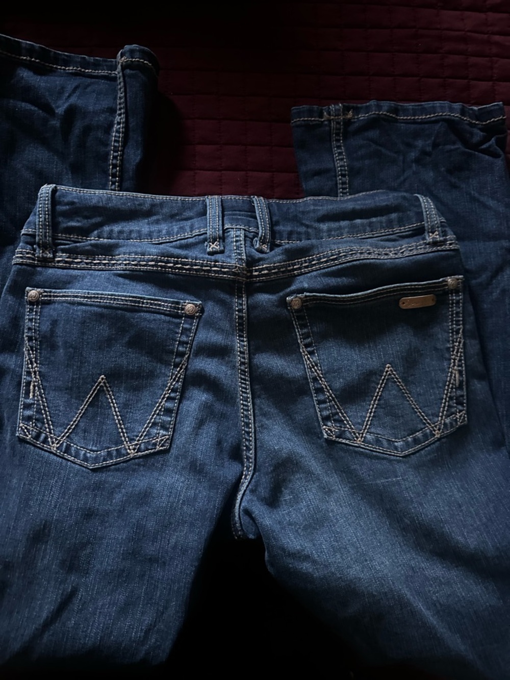 Women’s Wrangler bootcut Dark Blue Denim Jeans - Classic Back Pocket Stitch